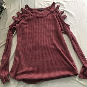 Long sleeve shirt with cut outs on shoulder